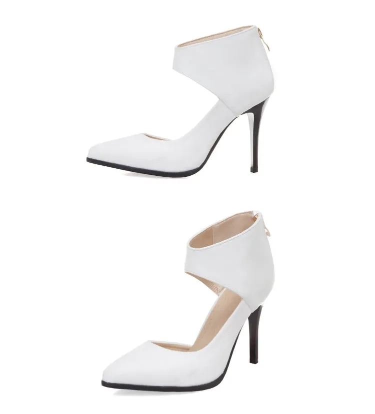 Women's Pointed Toe Zip High Heel Stiletto Sandals