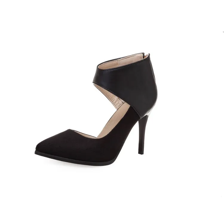 Women's Pointed Toe Zip High Heel Stiletto Sandals