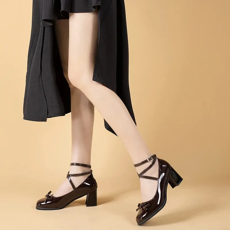 Women's Retro Cross-Tie Pumps