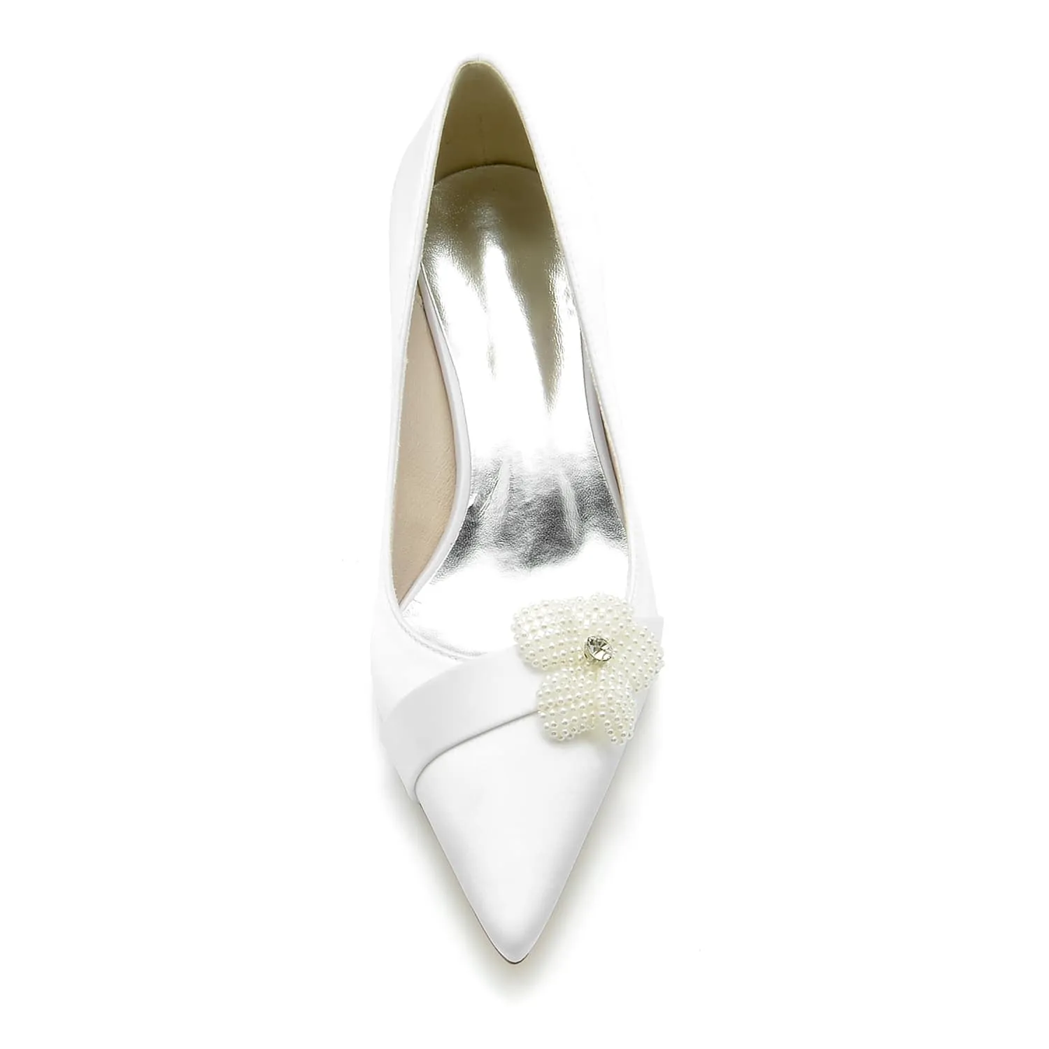 Women's Satin Heels Pointed Toe Bridal Wedding Heels