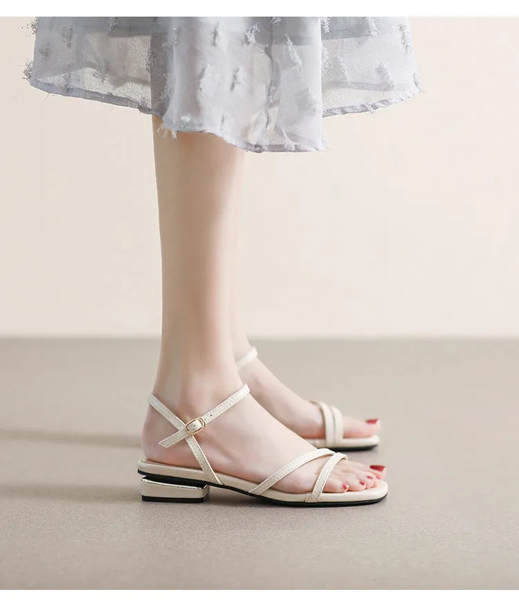 Women's Simple French Strap Flat Sandals and Slippers Sandals