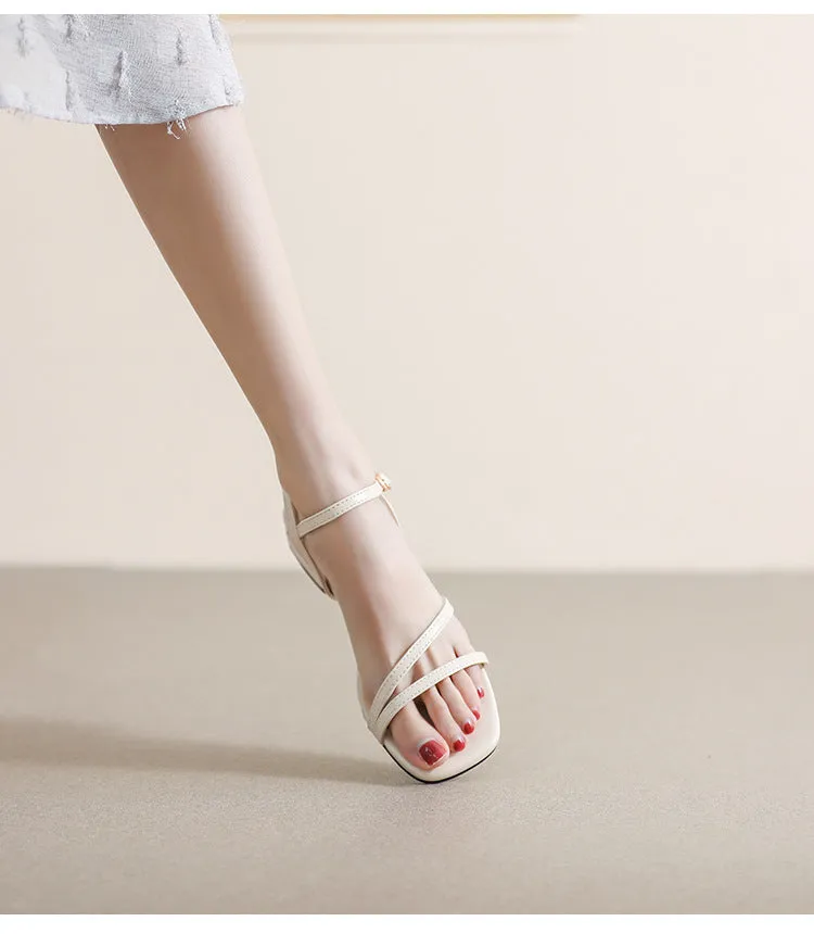 Women's Simple French Strap Flat Sandals and Slippers Sandals