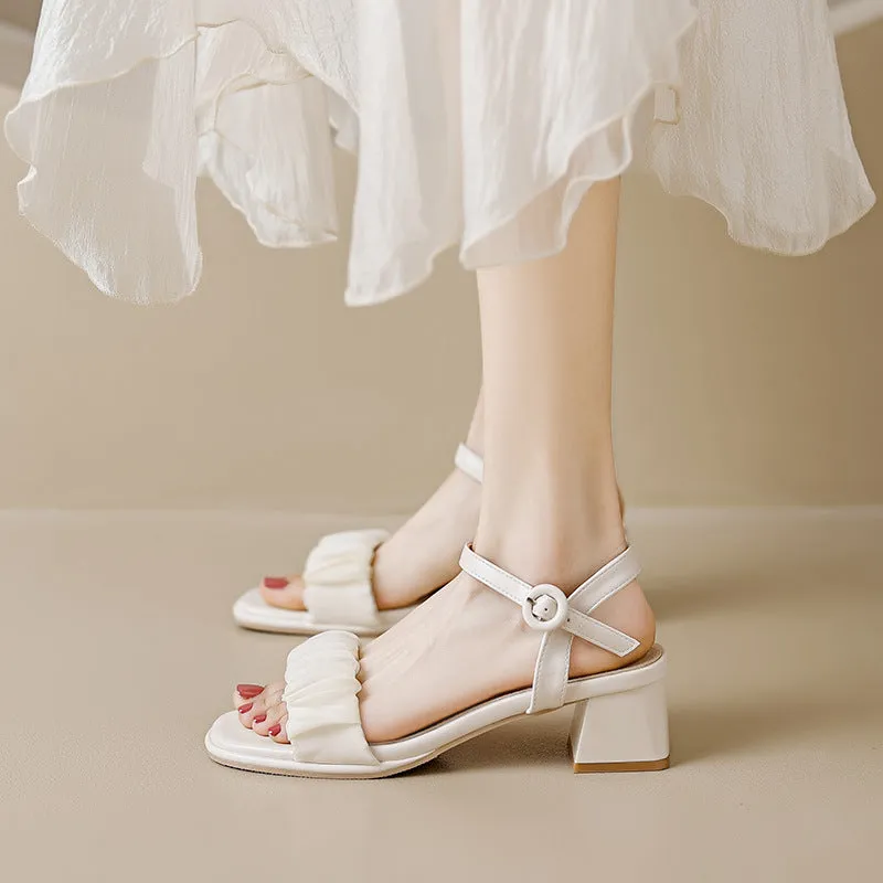 Women's Spring and Summer Chunky Heel High-heeled Sandals and Slippers