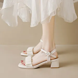 Women's Spring and Summer Chunky Heel High-heeled Sandals and Slippers