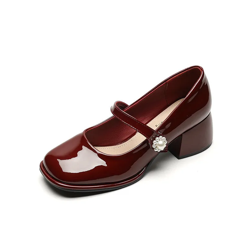 Women's Thick Soled Mary Jane Shoes French Retro Thick Heel Shoes
