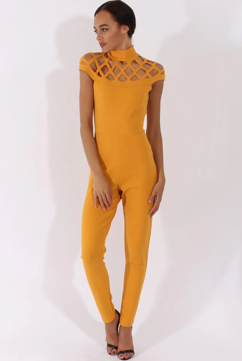 Yellow Cage Detail Jumpsuit - Aurelia