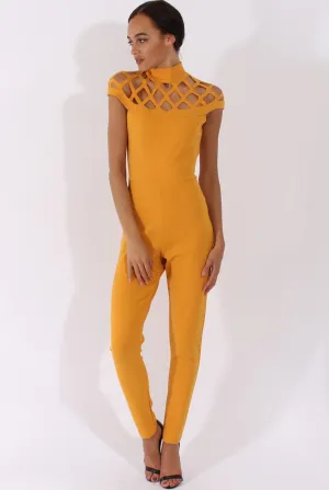 Yellow Cage Detail Jumpsuit - Aurelia