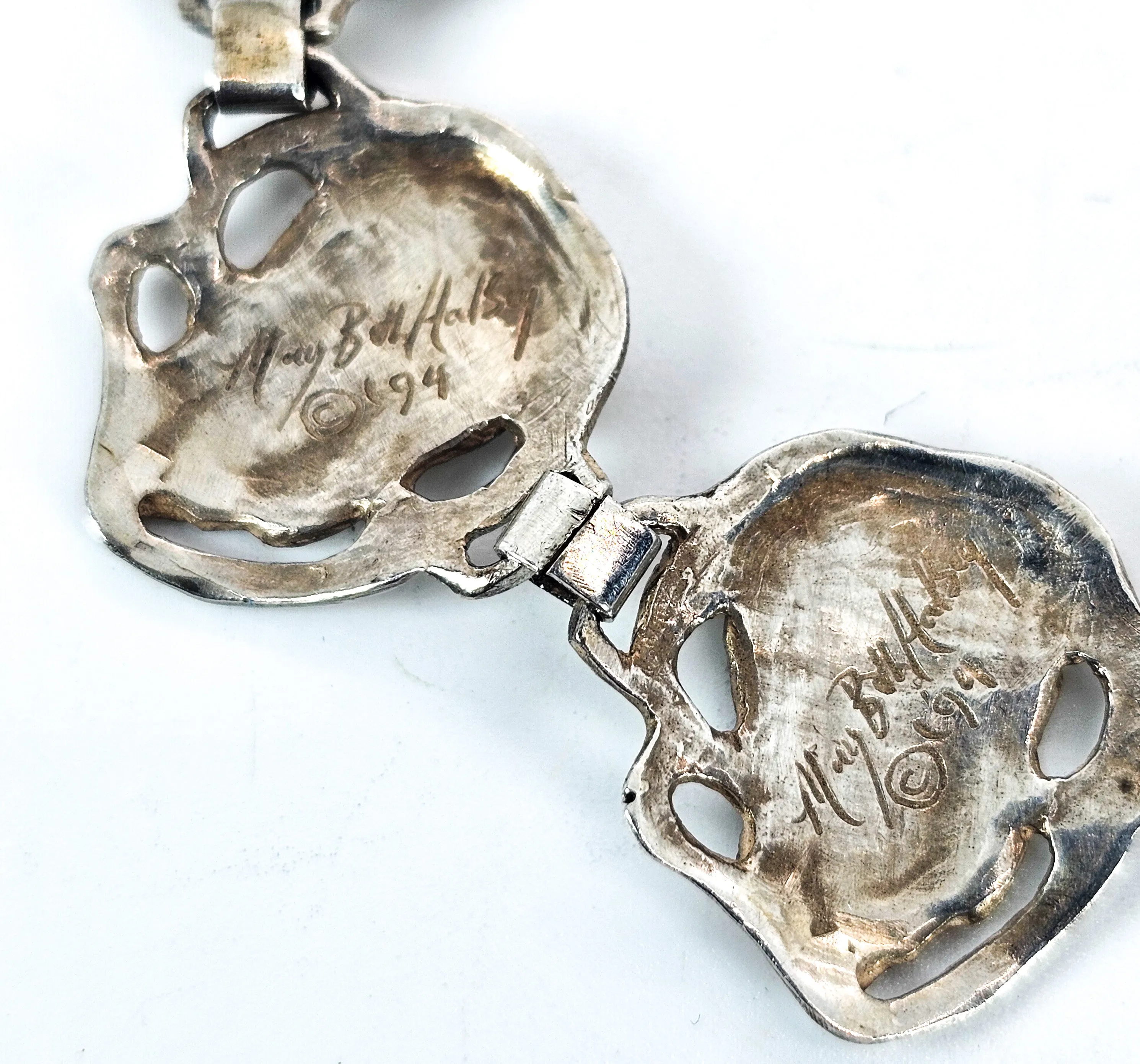 Yorkshire Terrier "Yorkie" 7 panel vintage sterling silver bracelet Mary Beth Halsey 1994