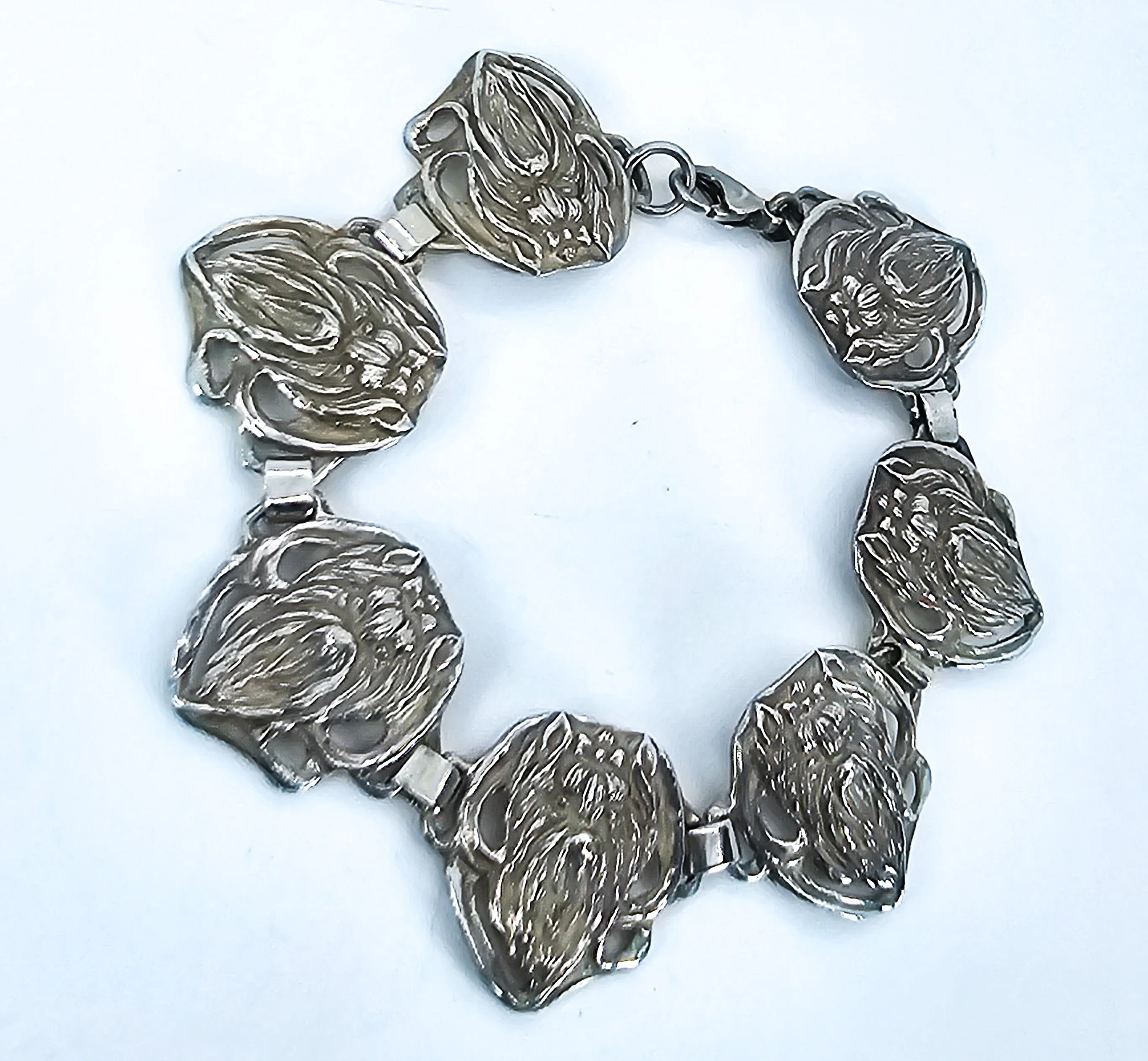 Yorkshire Terrier "Yorkie" 7 panel vintage sterling silver bracelet Mary Beth Halsey 1994