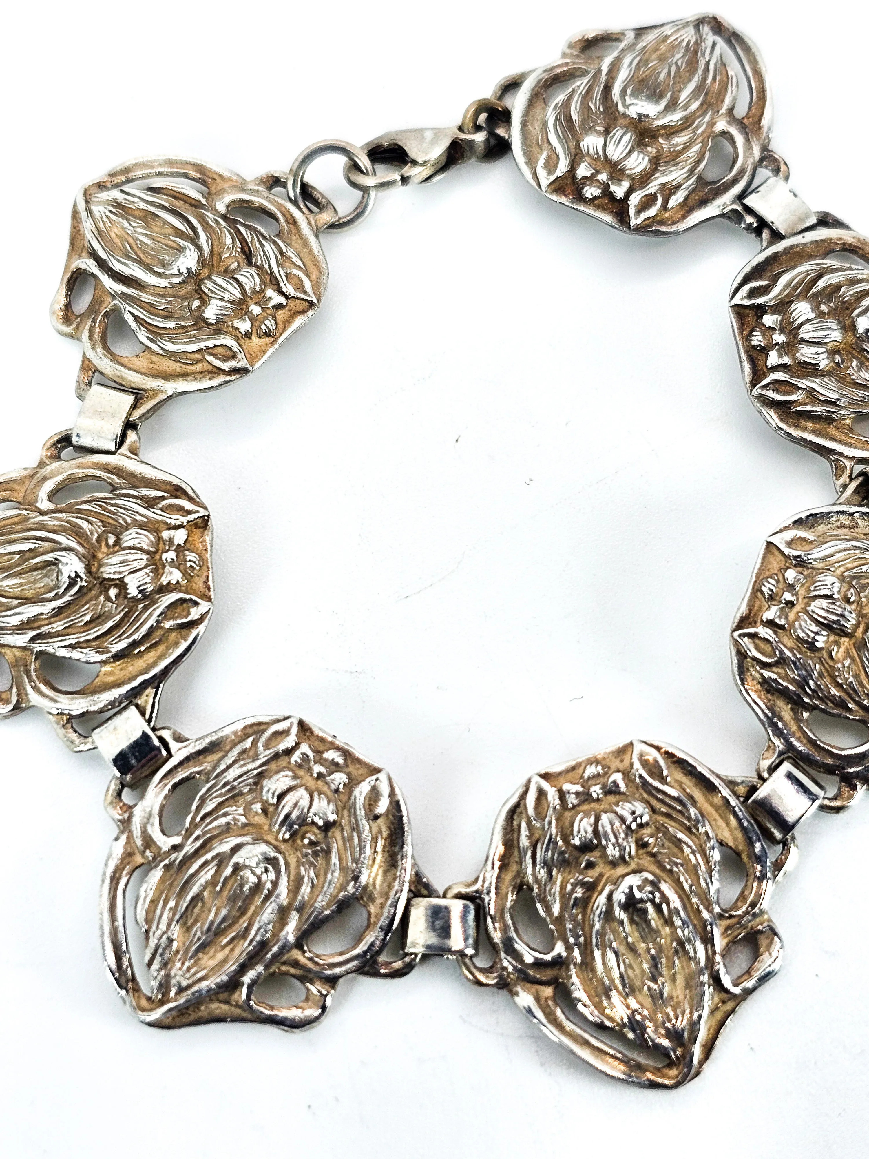 Yorkshire Terrier "Yorkie" 7 panel vintage sterling silver bracelet Mary Beth Halsey 1994